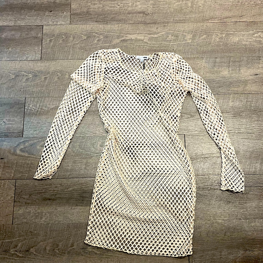 Nude mesh like cover up